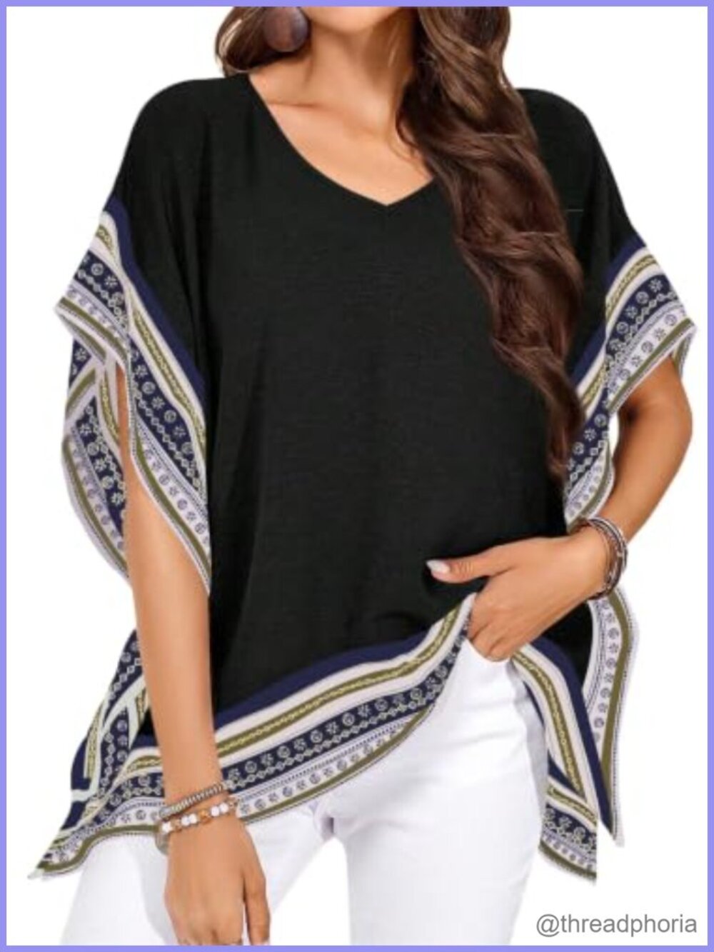 Batwing Short Sleeve V Neck Floral Flowy Boho Top